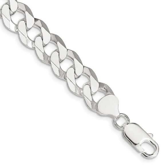 Kazi Luxury Sterling Silver 10.6mm Beveled Curb Chain